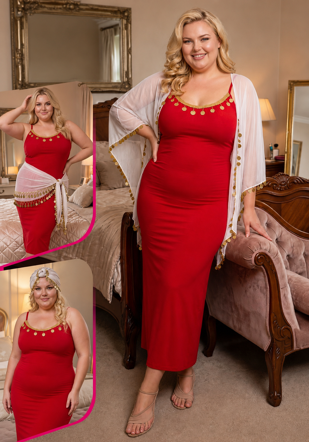 Red Nightgown with Robe